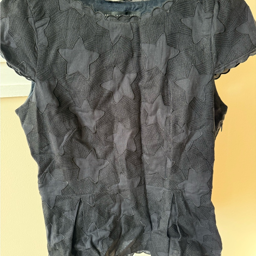 Marc By Marc Jacobs Star Embossed Black Top